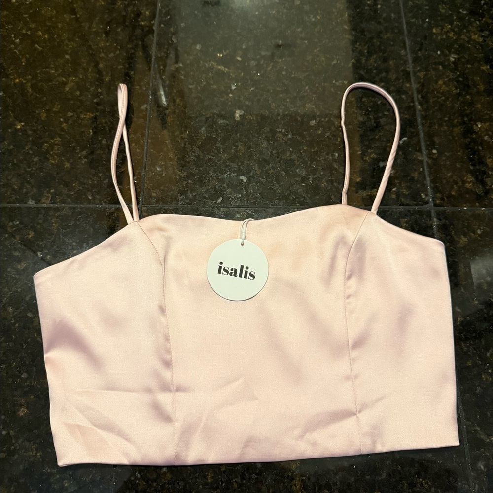Pink Satin Crop Tank NWT